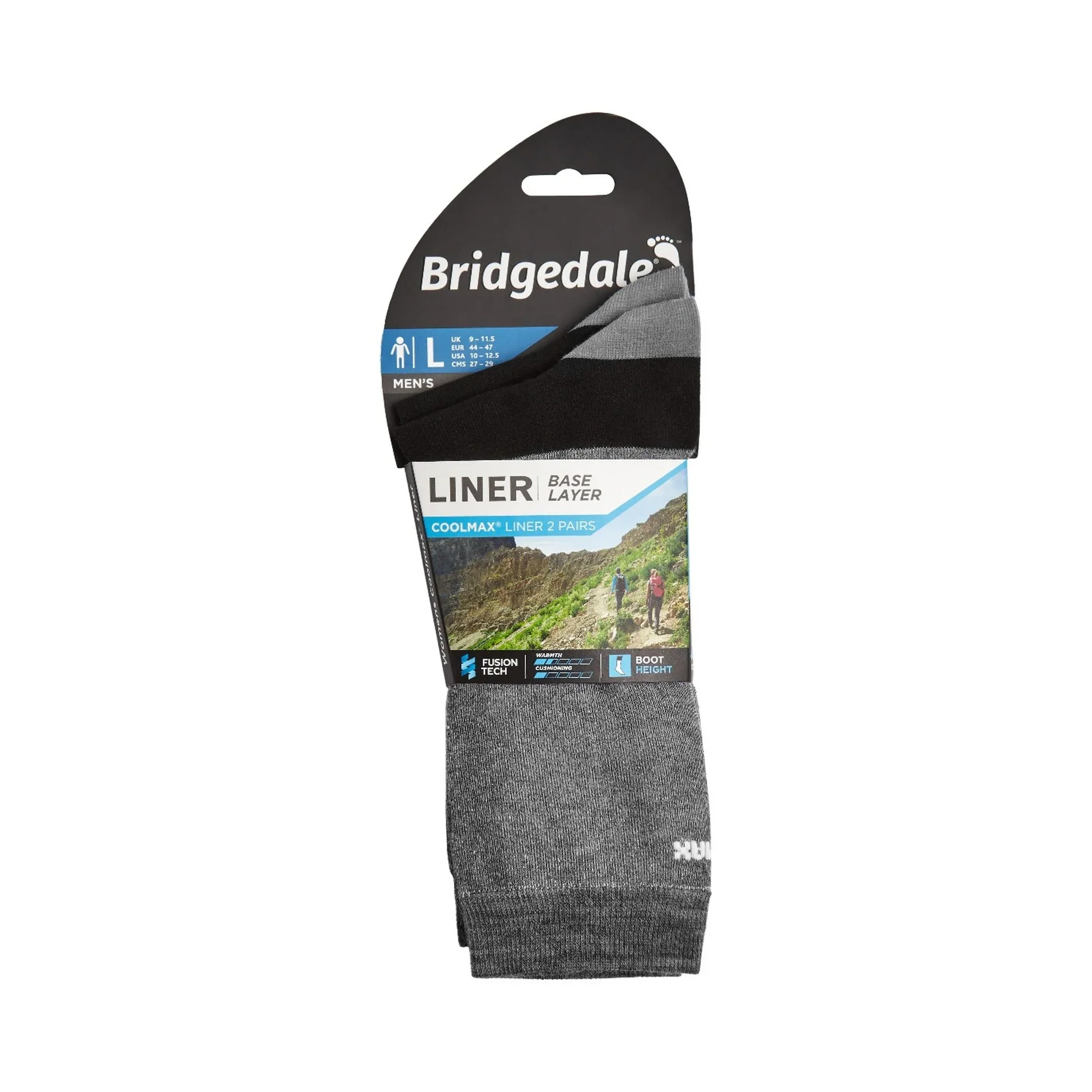 Bridgedale Coolmax Liner 2 Pairs Grey Size 12+ - Image 2