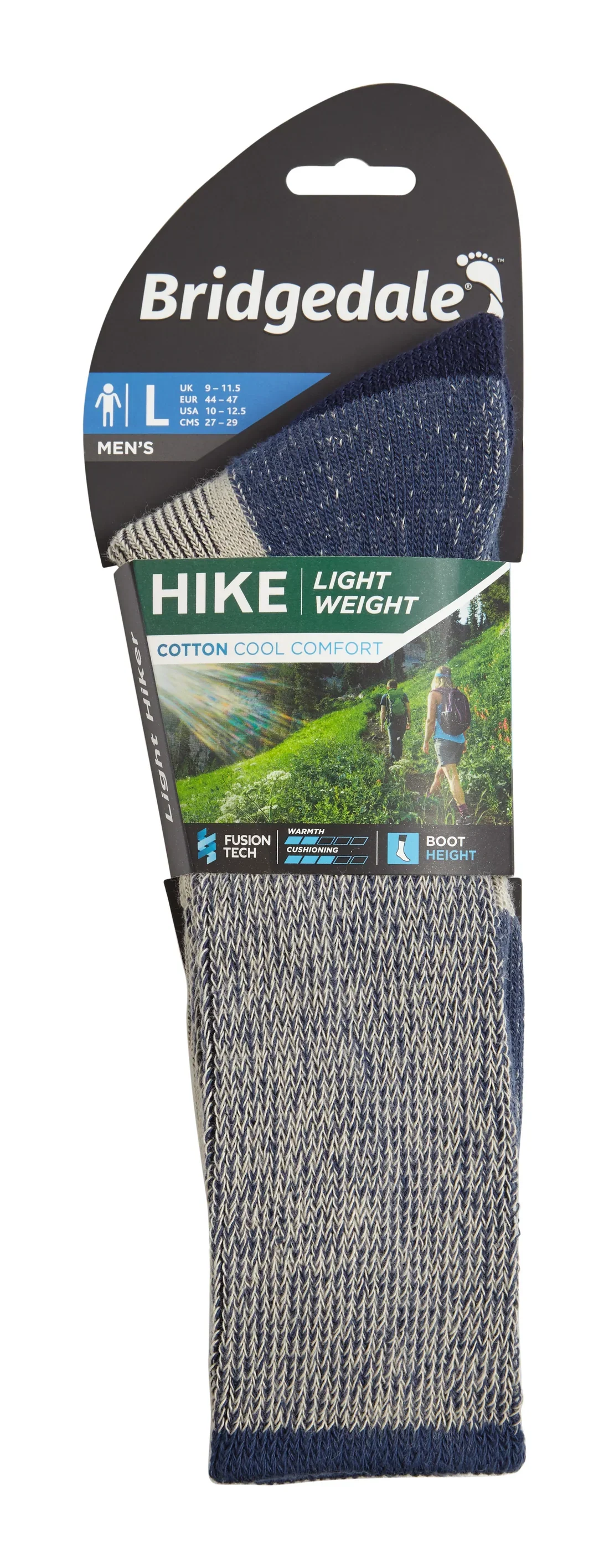 Bridgedale Hike Cotton Cool Comfort Lightweight Walking Socks Size 12+ Indigo - Image 4