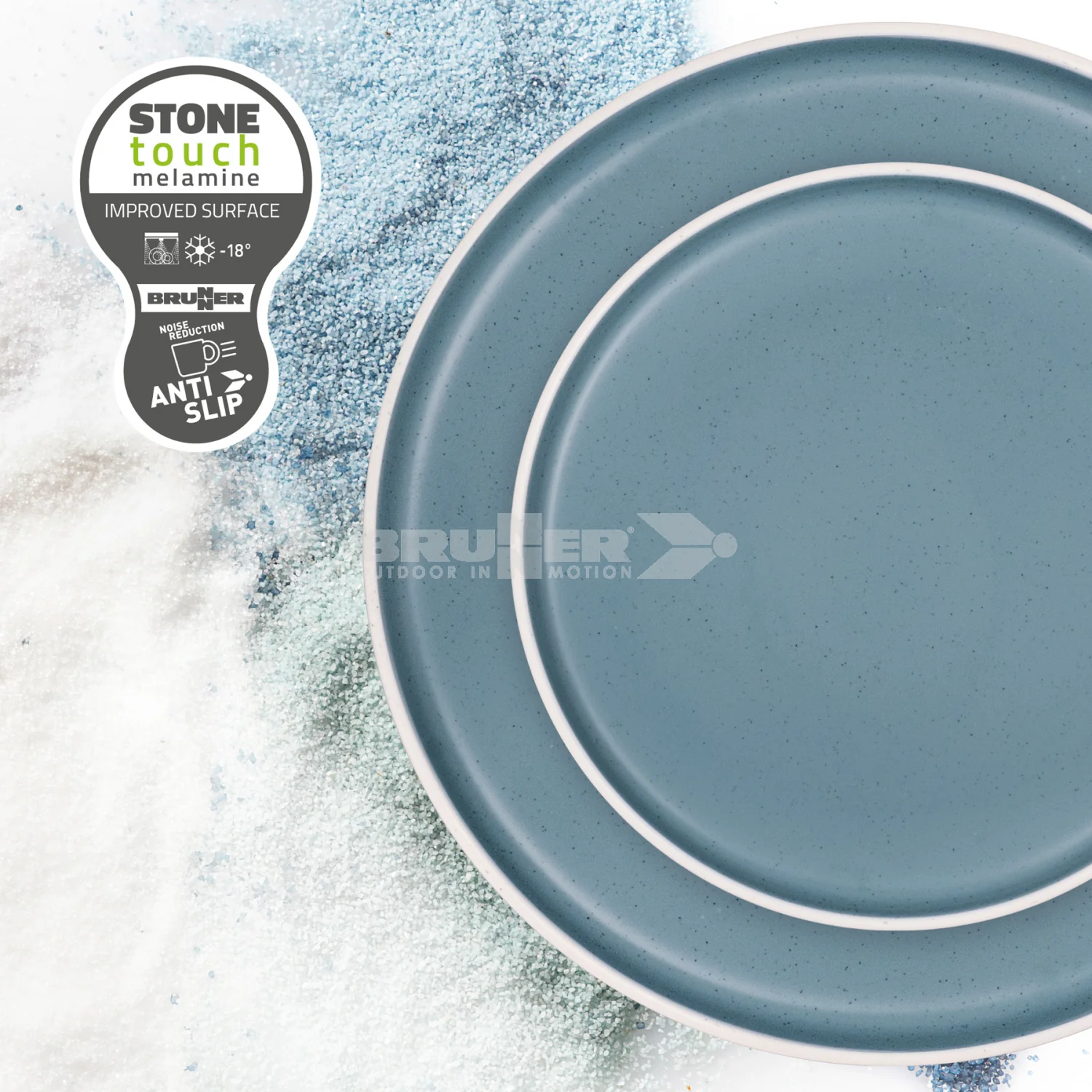 Brunner Dolomit Blue Tete a Tete Melamine Set 8 Piece - Image 2