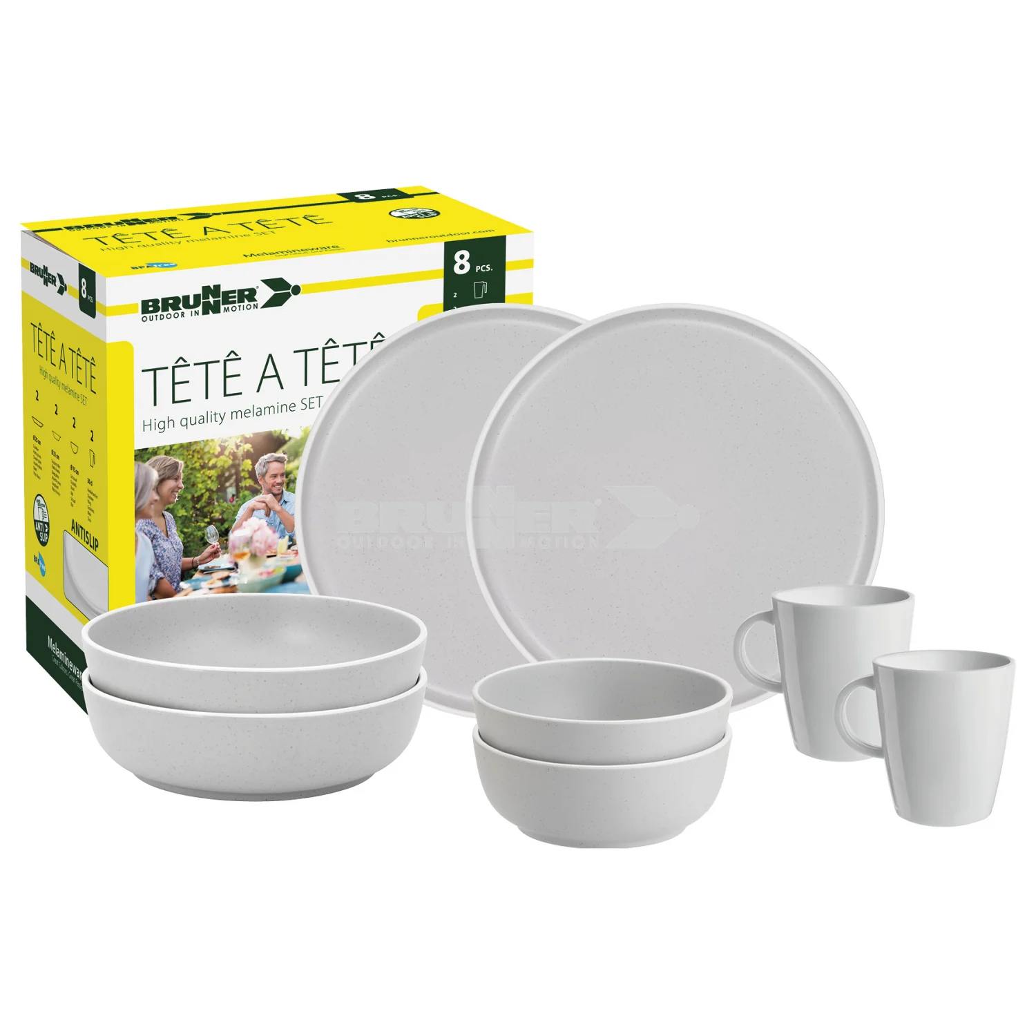Brunner Dolomit White Tete a Tete 8 Piece Melamine Dinner Set - Image 4