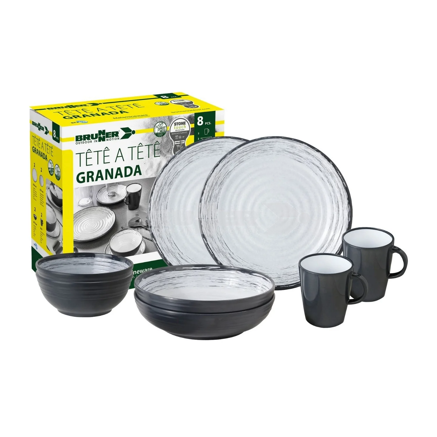 Brunner Granada Tete a Tete 8 Piece Melamine Non slip Dinner Set