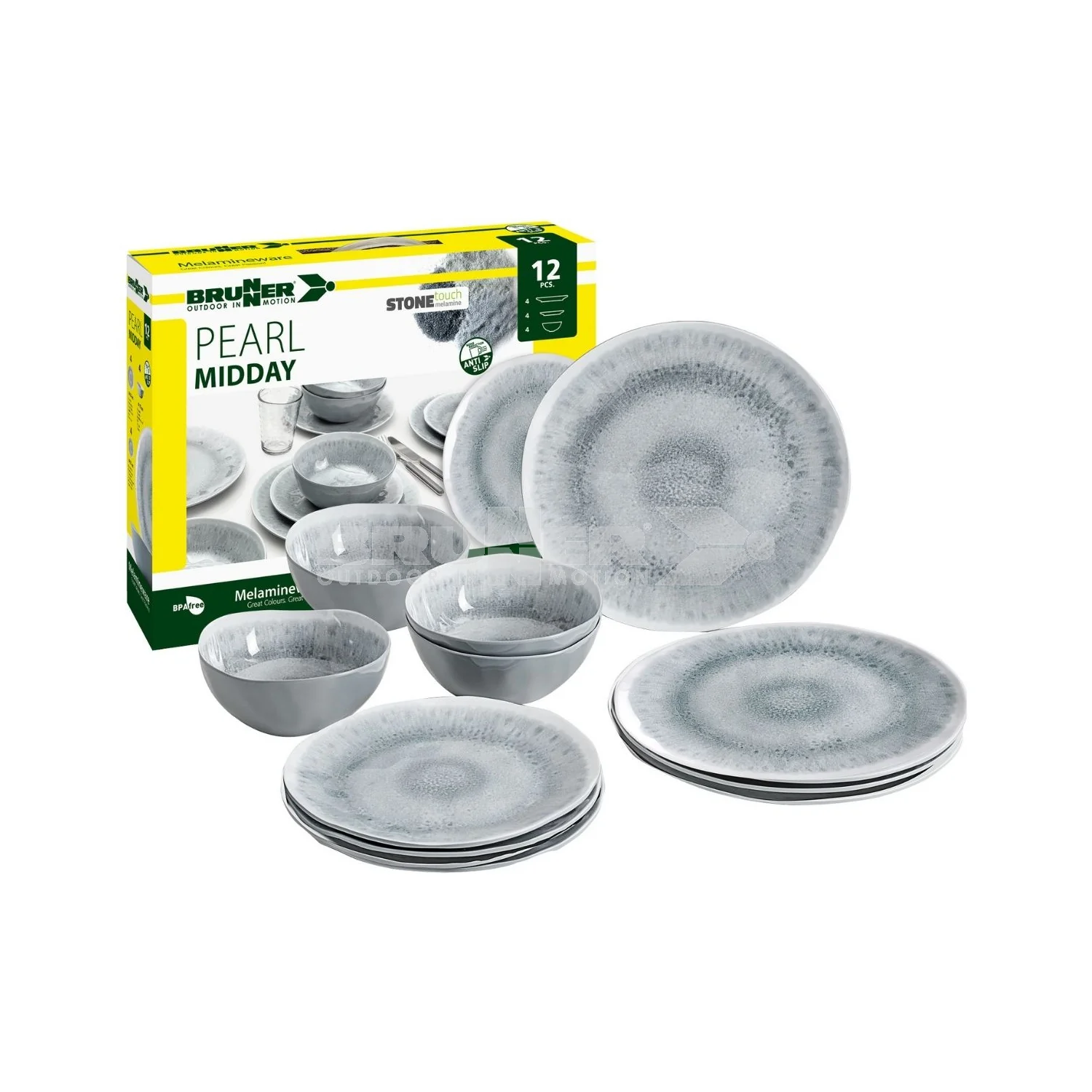 Brunner Pearl Midday 12 Piece Melamine Dinner Set