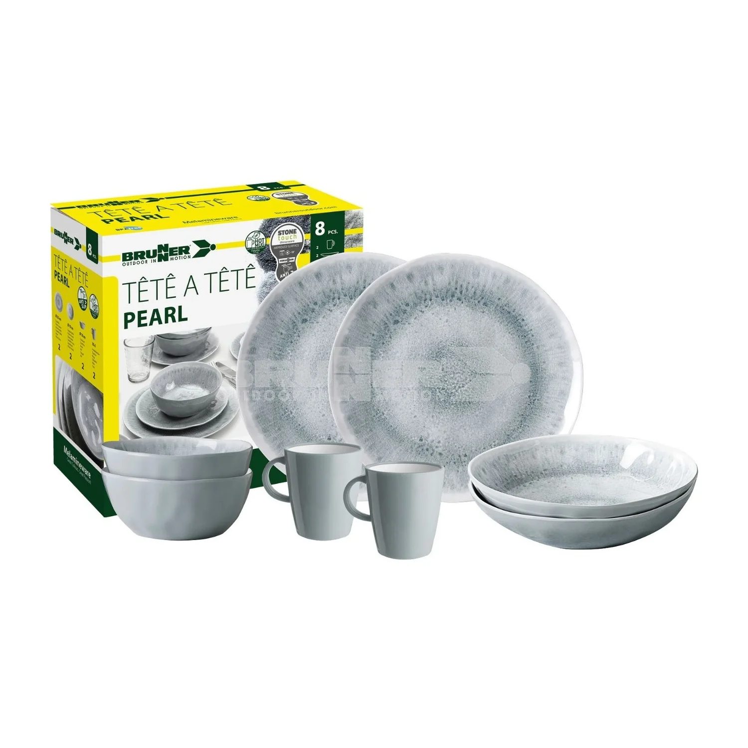 Brunner Pearl Tete a Tete Set 8 Piece Melamine Diner Set