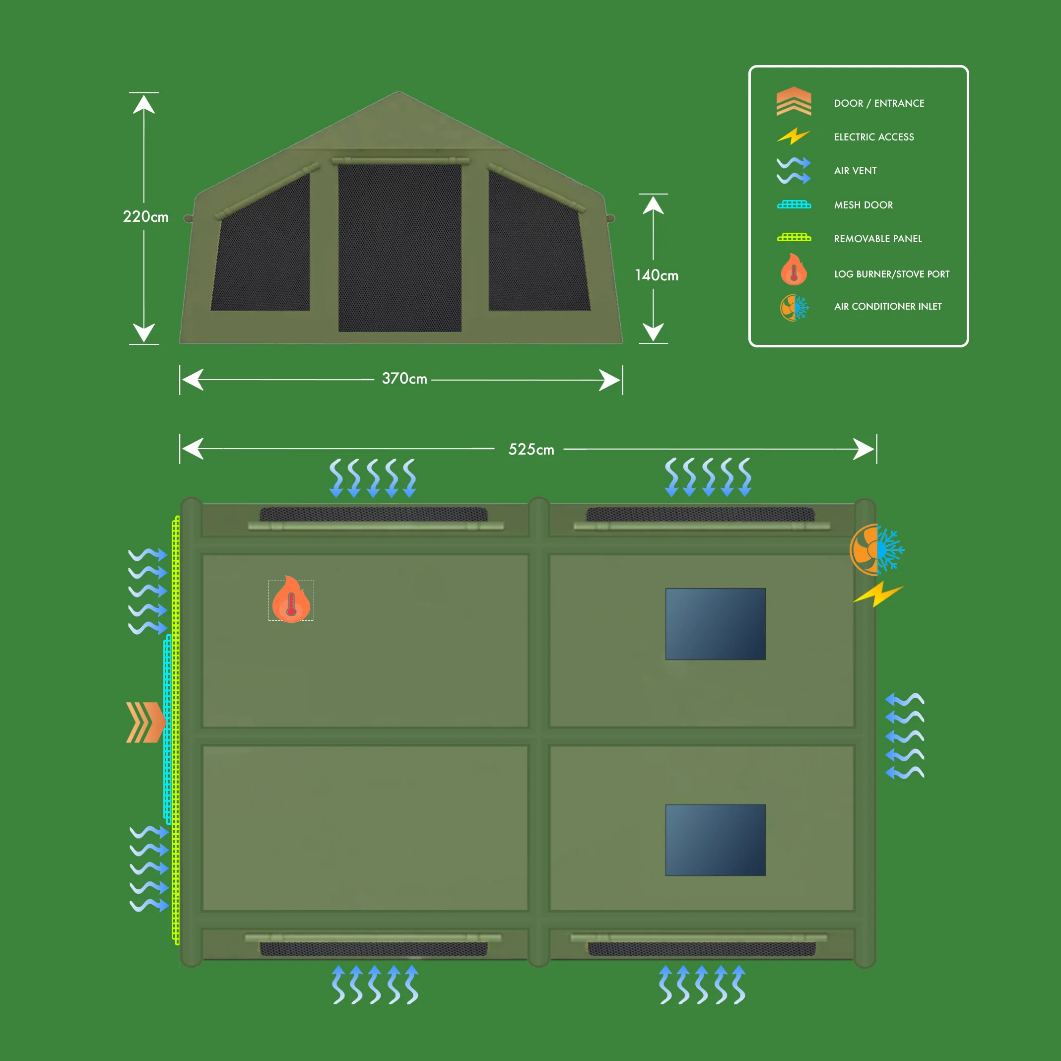 Holawild Airtek Machu Picchu L Lodge Tent - Khaki Luxury Inflatable Camping Tent - Image 4