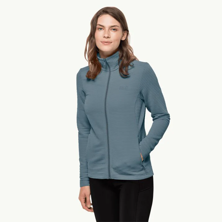 Jack Wolfskin Ladies Modesto Fleece Jacket Teal Grey - Image 2