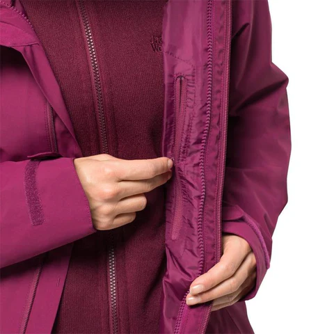 Jack Wolfskin Ladies Norrland 3 in 1 Jacket Wild Berry - Image 2