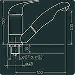 Kama Mixer Tap 33mm Push FitChrome - Image 2