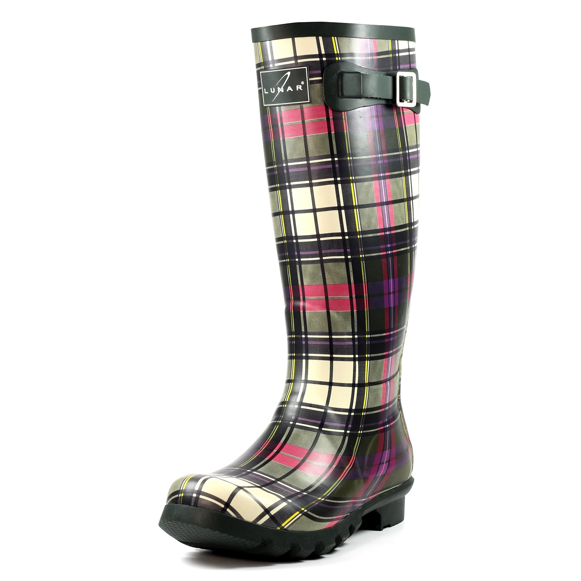 Lunar Ladies Green Tartan Wellies - Image 2