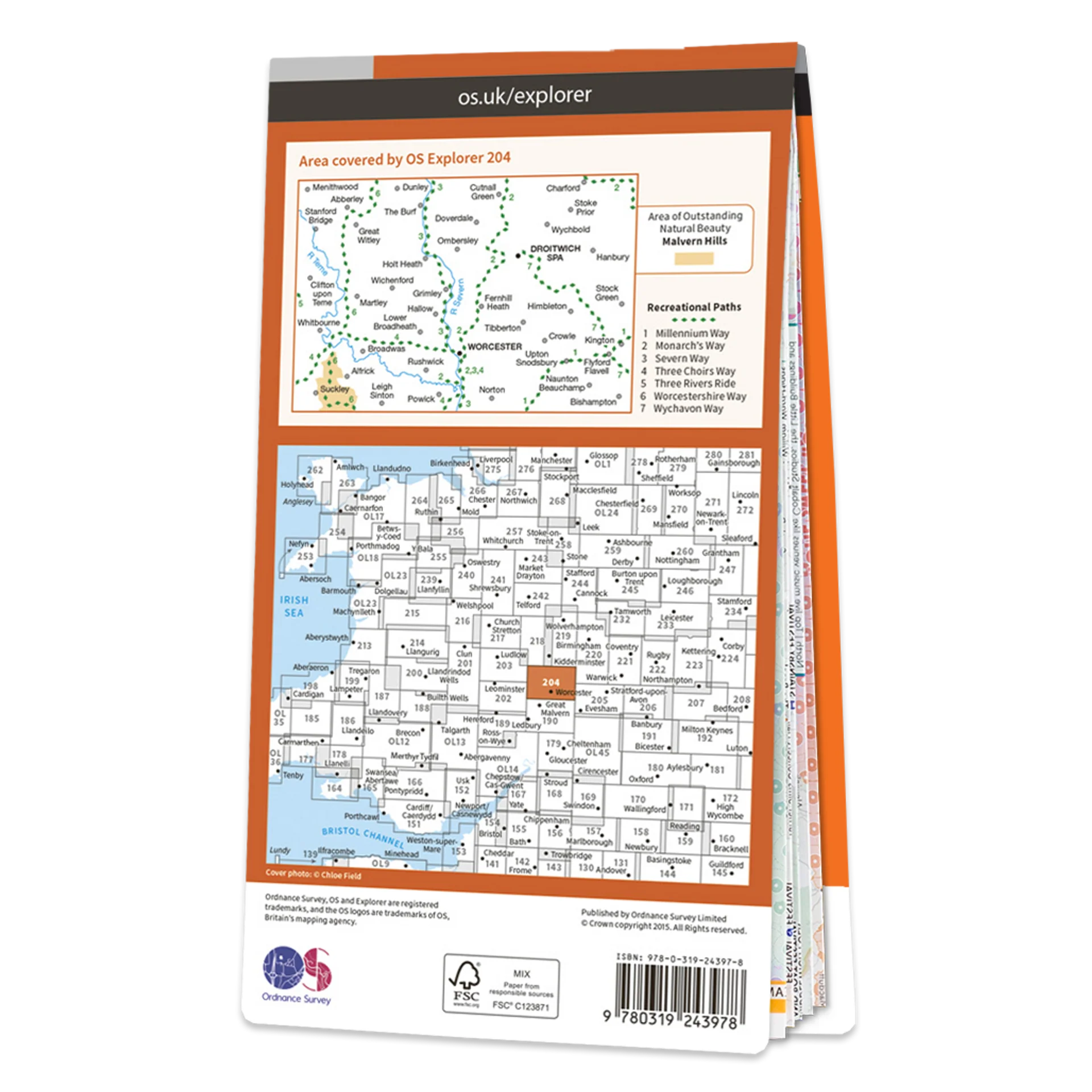 Ordnance Survey Explorer 204 Map Worcester & Droitwich Spa - Image 2