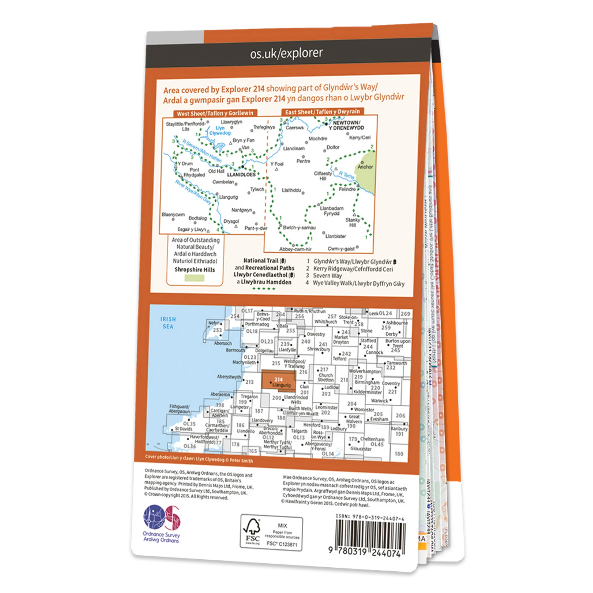 Ordnance Survey Explorer 214 Map Llanidloes & Newtown - Image 2