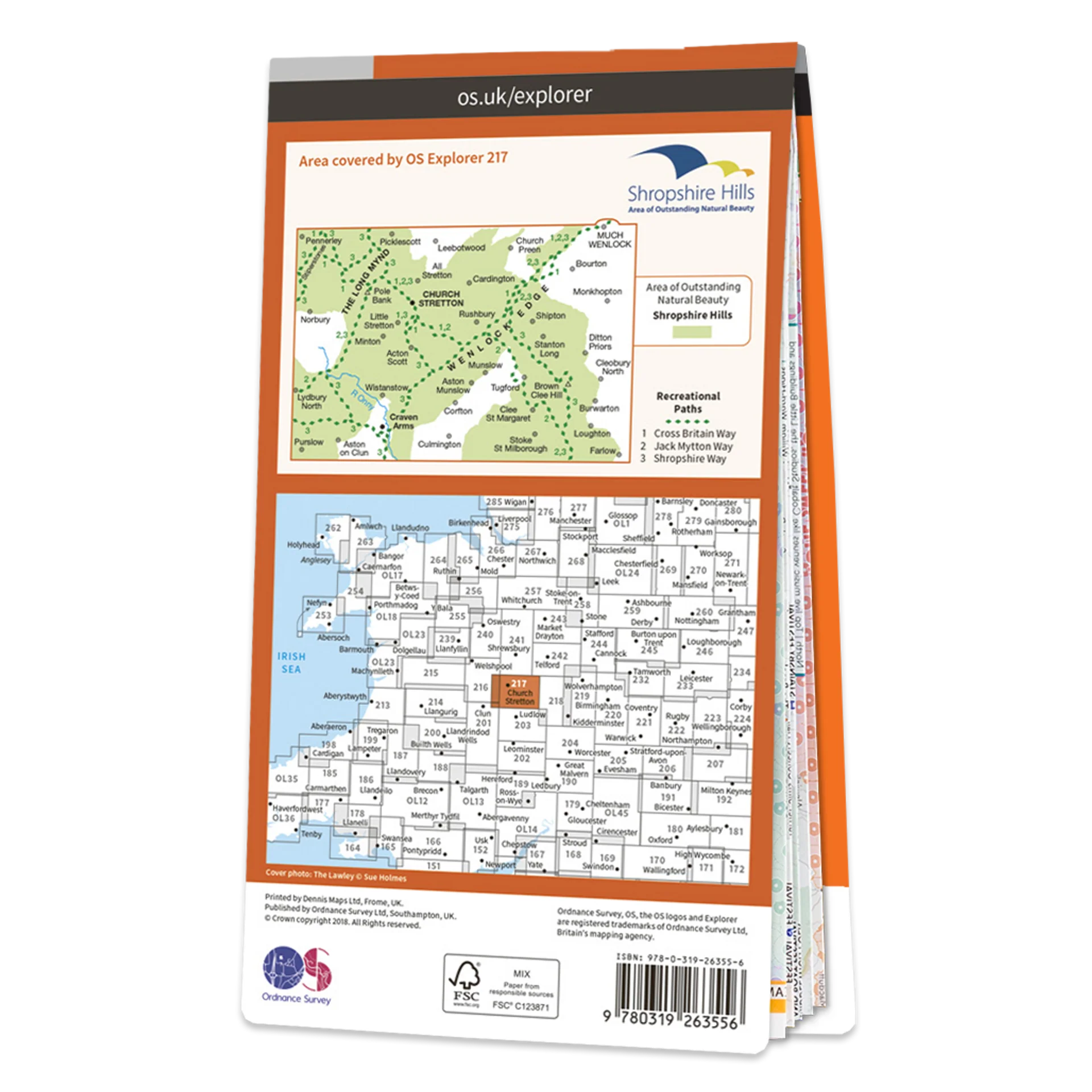 Ordnance Survey Explorer 217 Map The Long Mynd & Wenlock Edge - Image 2