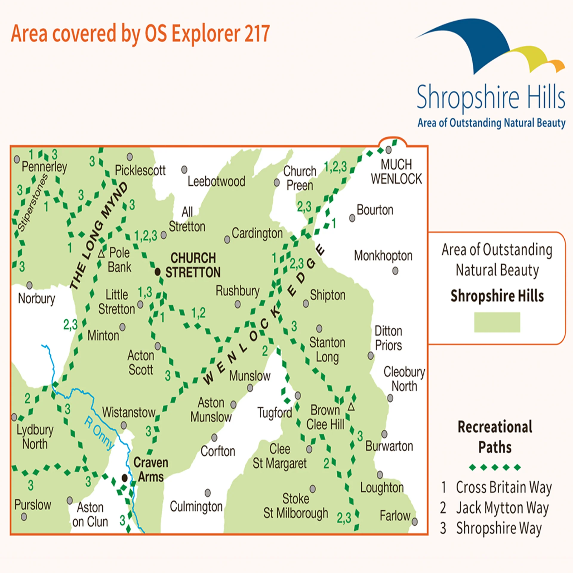 Ordnance Survey Explorer 217 Map The Long Mynd & Wenlock Edge - Image 3