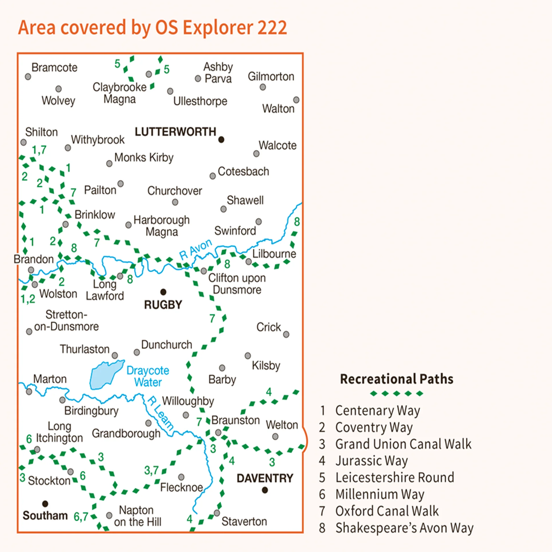 Ordnance Survey Explorer 222 Map Rugby & Daventry - Image 3