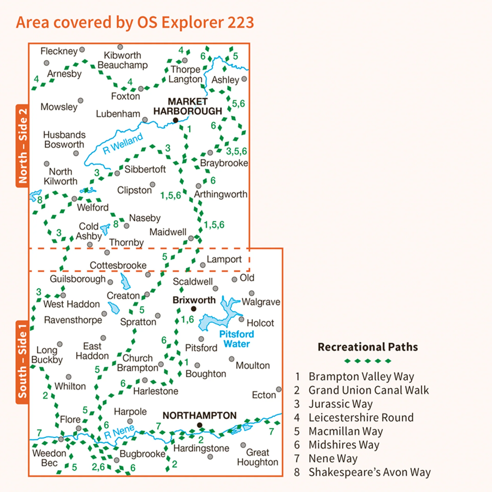 Ordnance Survey Explorer 223 Map Northampton & Market Harborough - Image 4