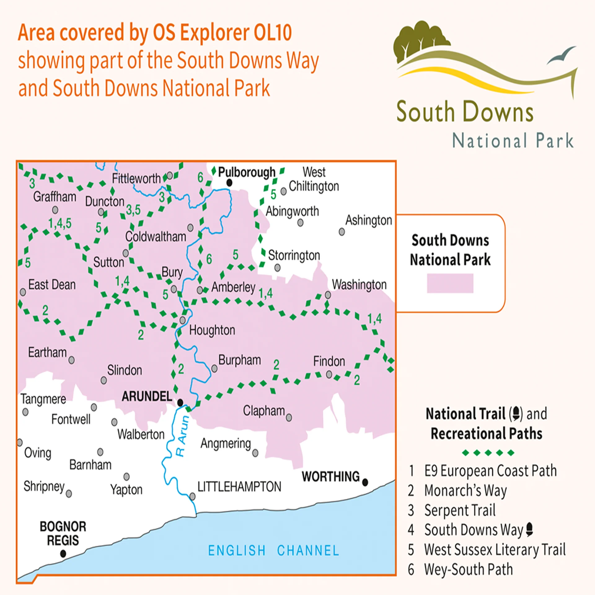 Ordnance Survey Explorer OL10 Map Arundel & Pulborough - Image 3