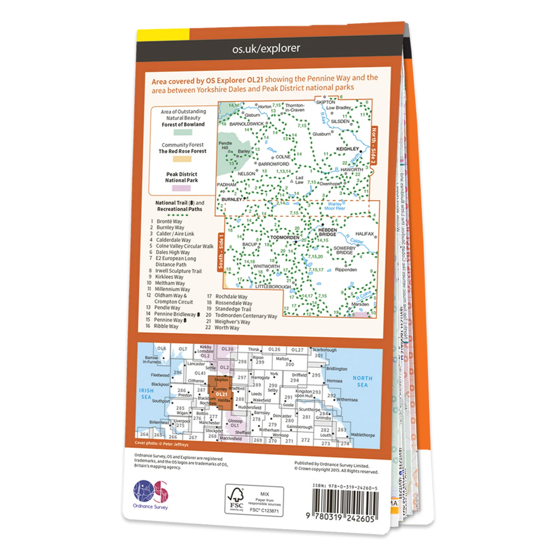 Ordnance Survey Explorer OL21 Map South Pennines - Image 2