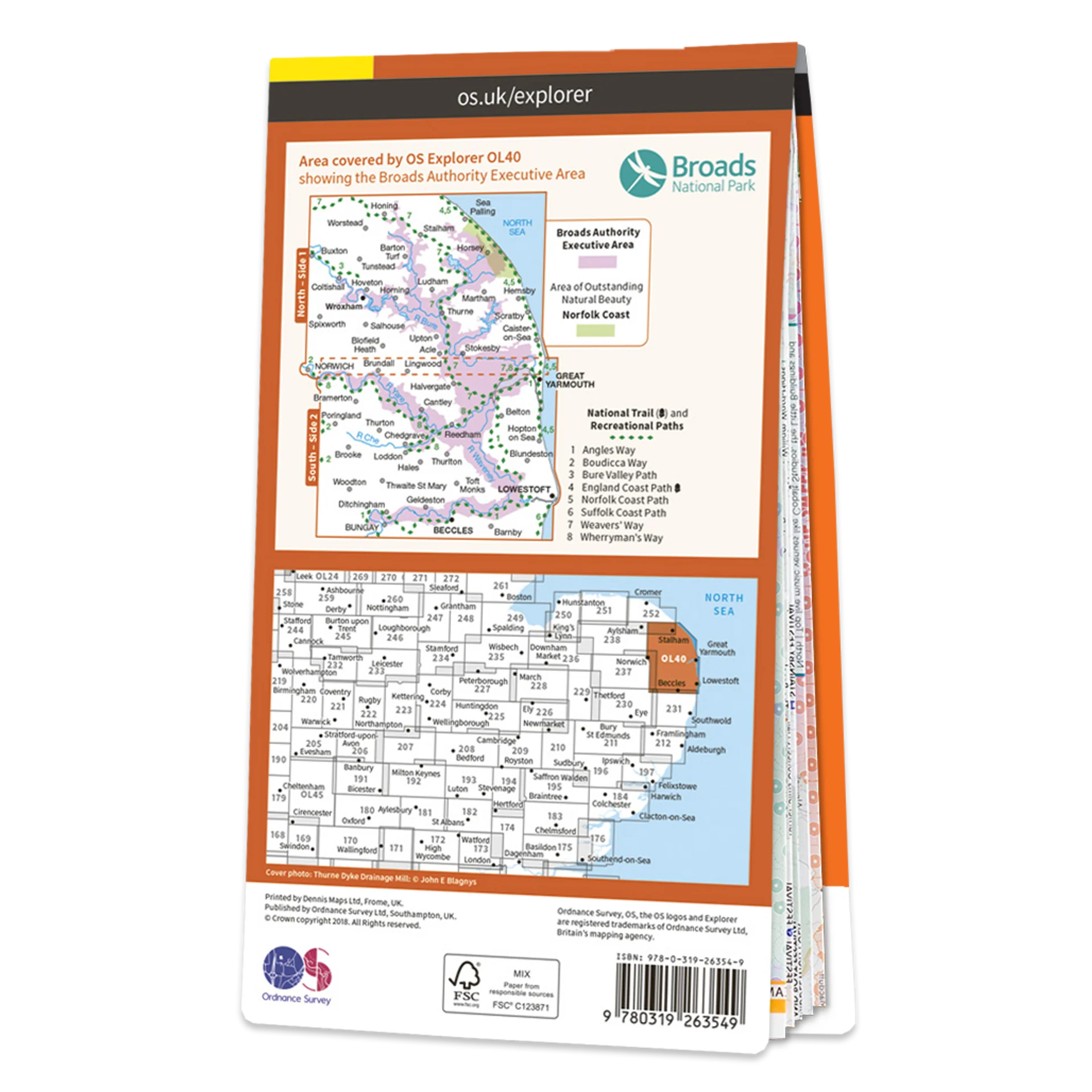 Ordnance Survey Explorer OL40 Map The Broads - Image 2