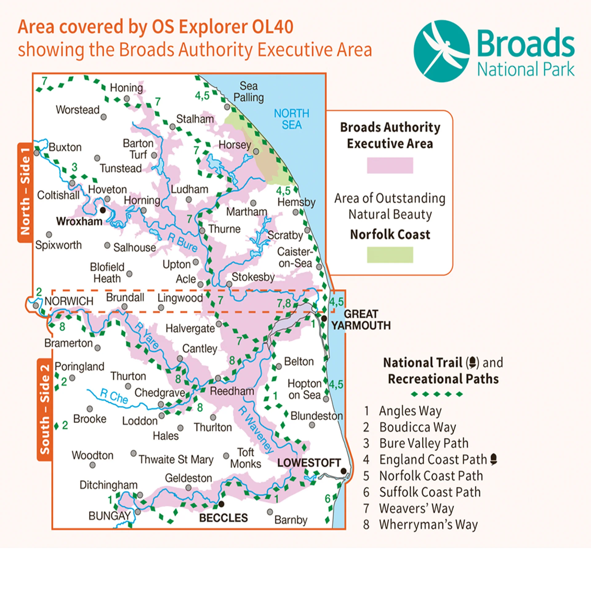 Ordnance Survey Explorer OL40 Map The Broads - Image 3
