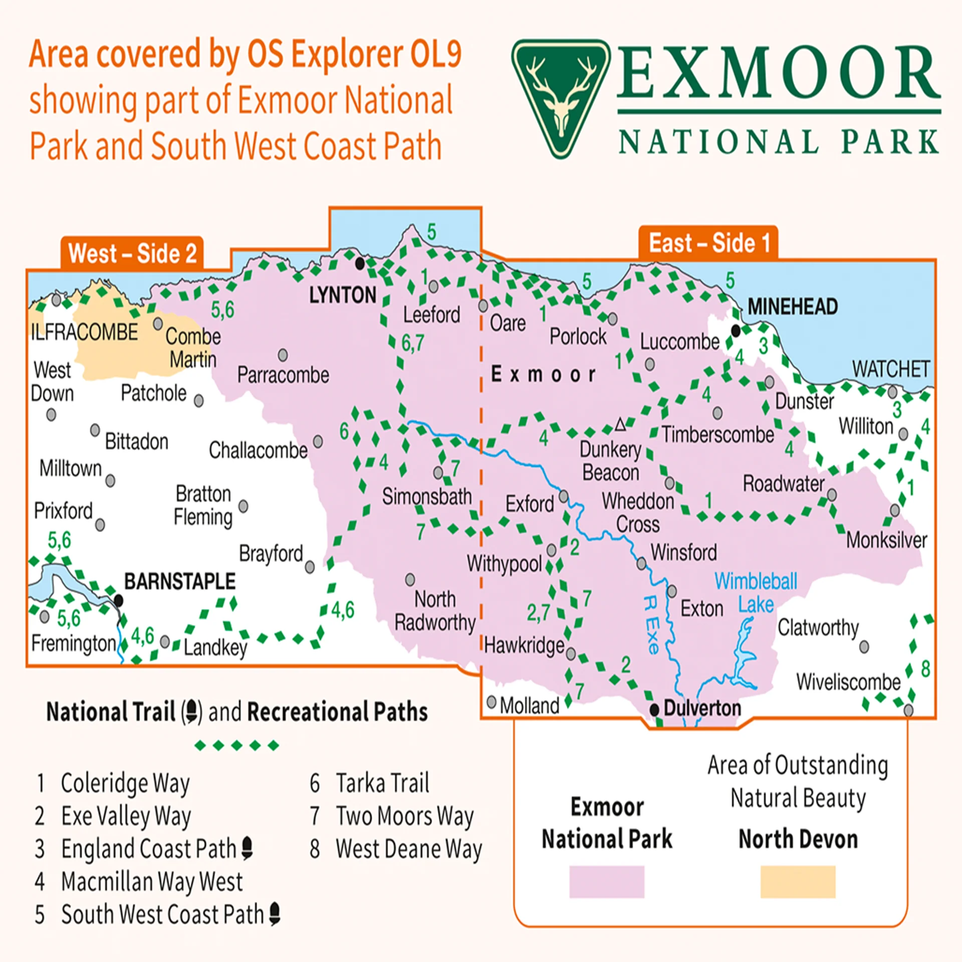 Ordnance Survey Explorer OL9 Map Exmoor - Image 3