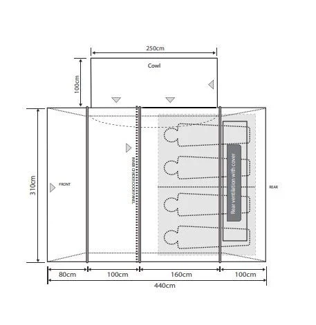 Outdoor Revolution Cayman T3 DT Poled Low Driveaway Campervan Awning - Image 6