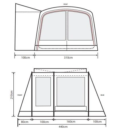 Outdoor Revolution Cayman T3 DT Poled Low Driveaway Campervan Awning - Image 5