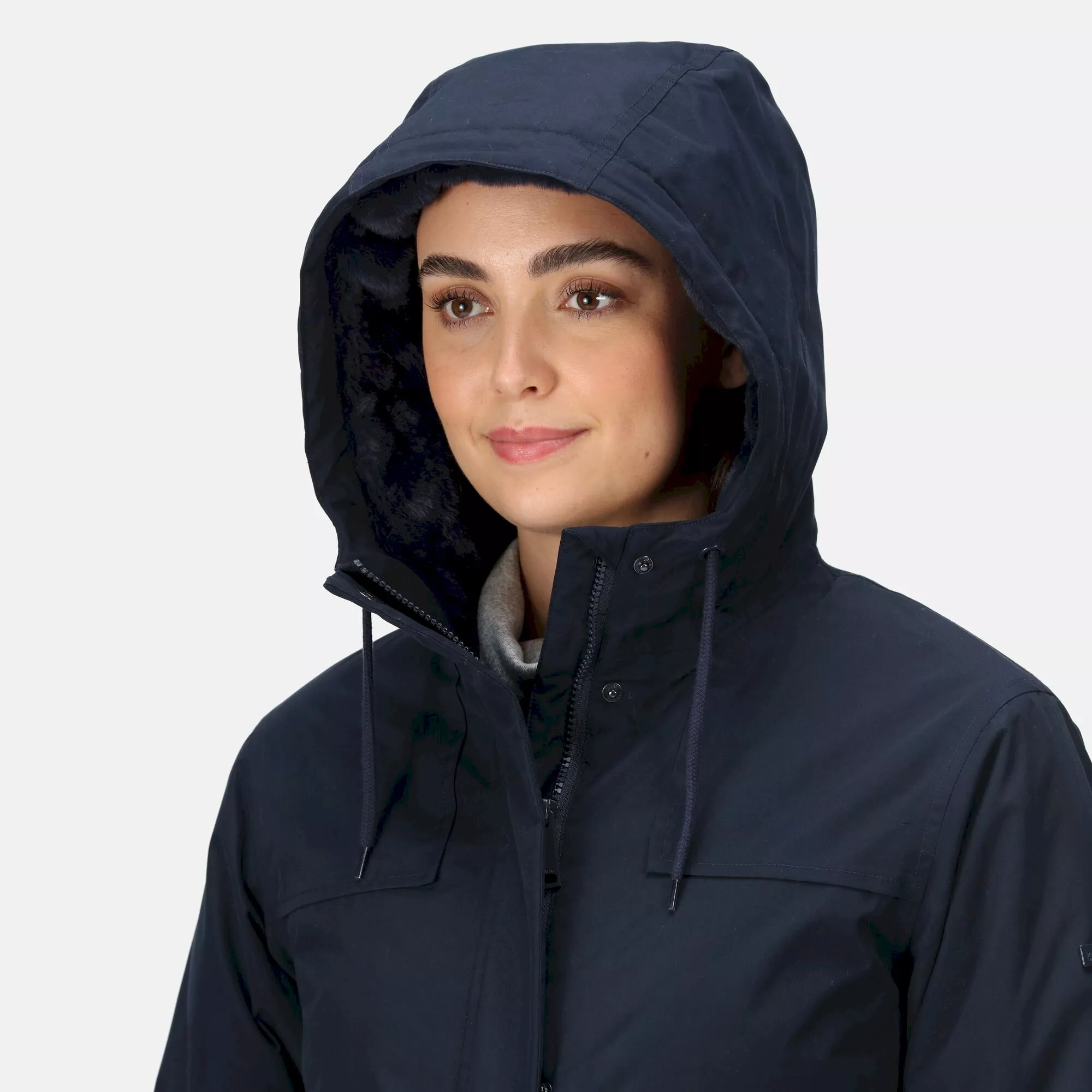 Regatta Ladies Bria Fur Lined Waterproof Jacket | Navy - Image 6