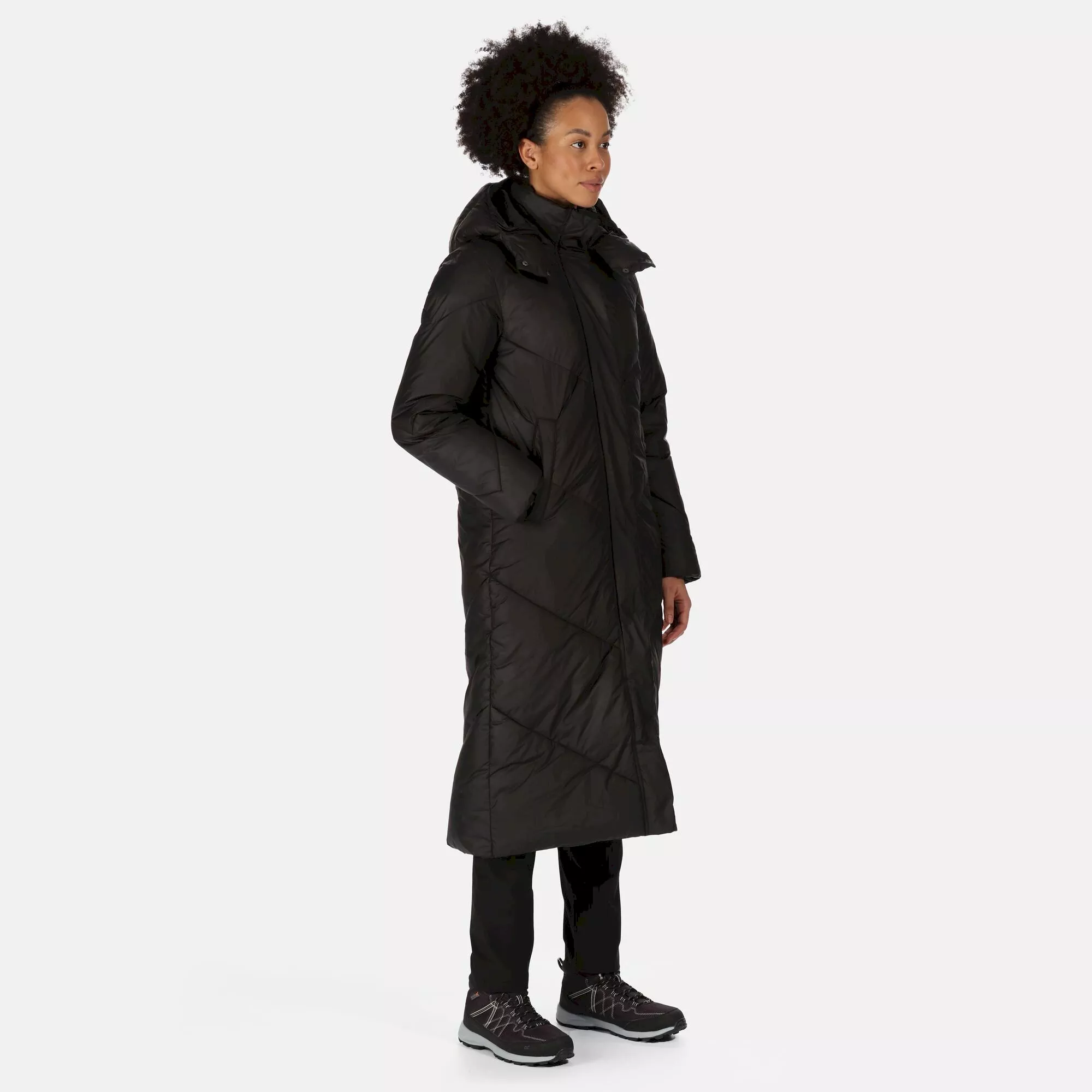Regatta Ladies Longley Longline Quilted Coat Black - Image 4
