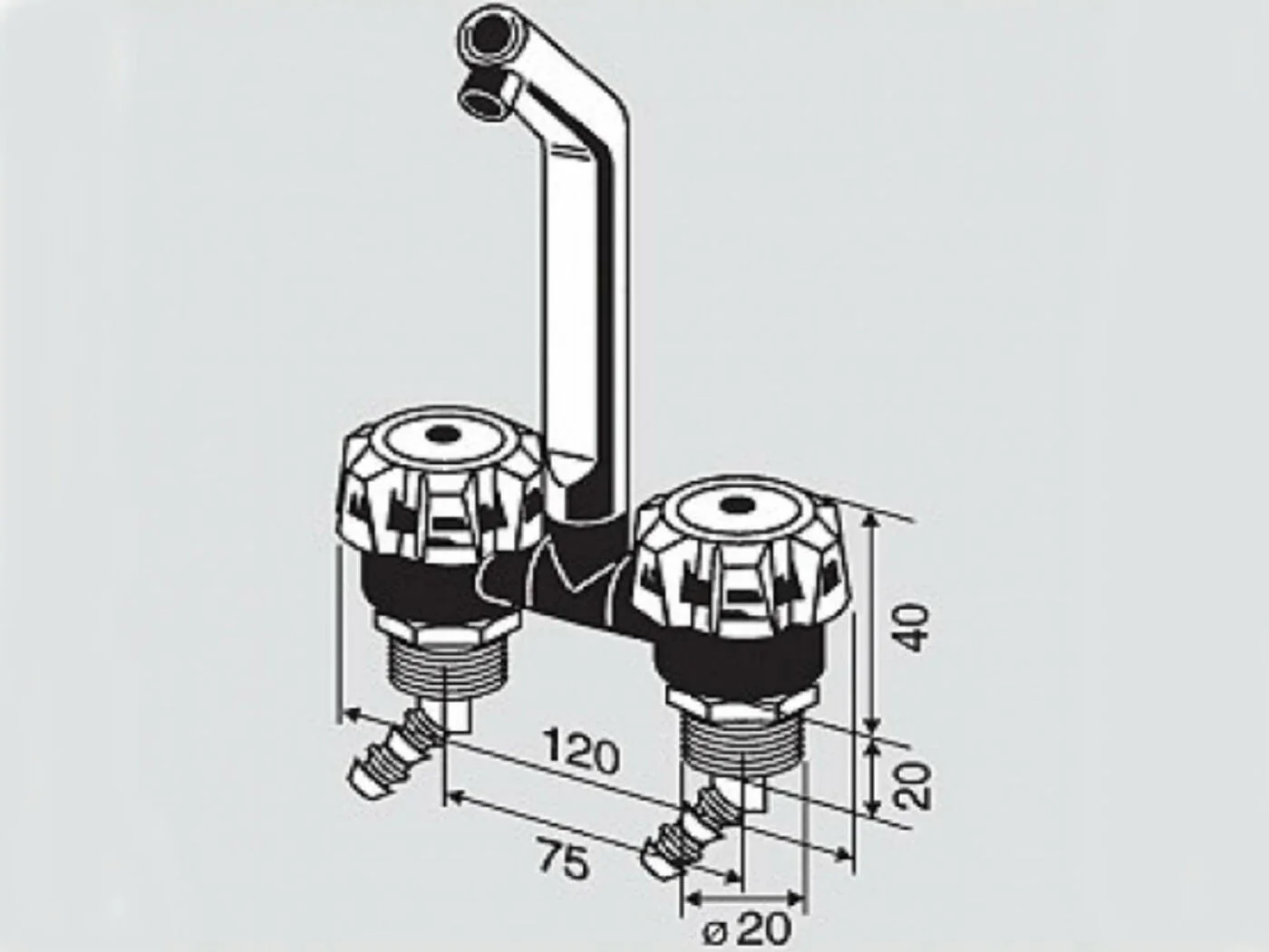 Reich Deluxe Double Mixer Tap Mat Nickle - Image 2