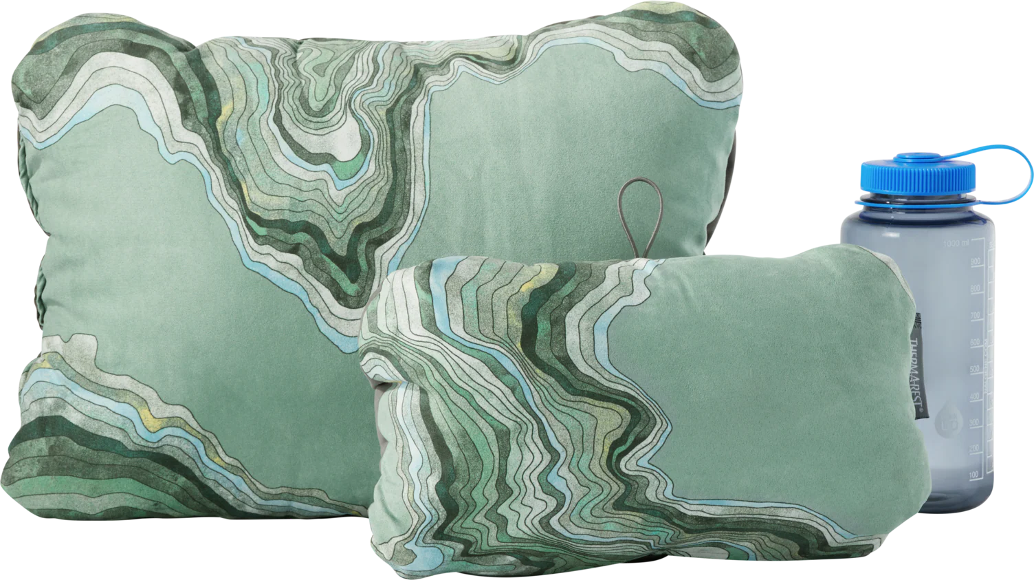 Thermarest Compressible Pillow Cinch Large Sage Topo Wave