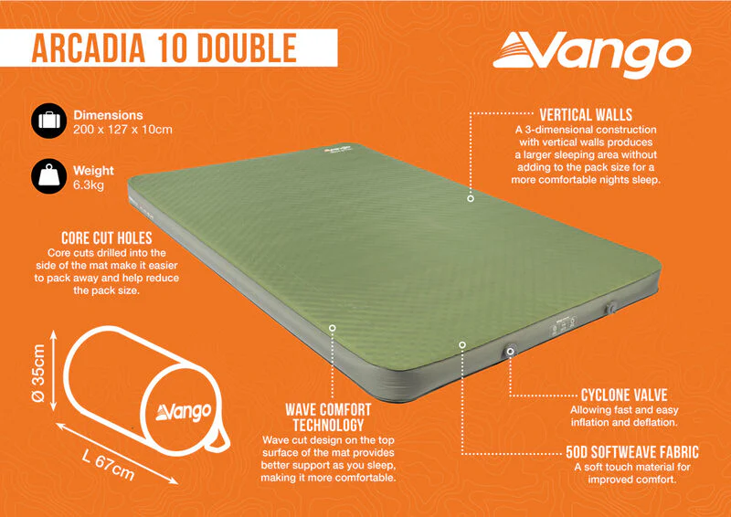 Vango Arcadia 10 Double Self Inflating Mattress