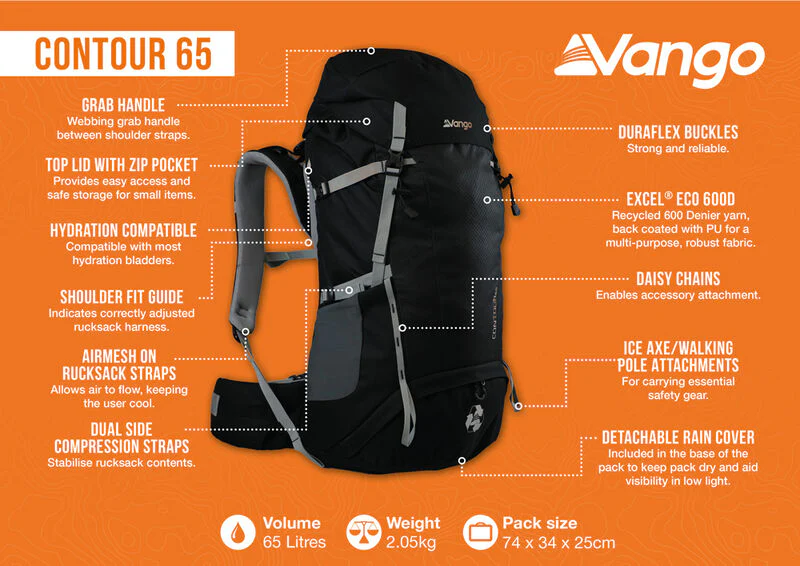 Vango Contour 65L Rucksack Black