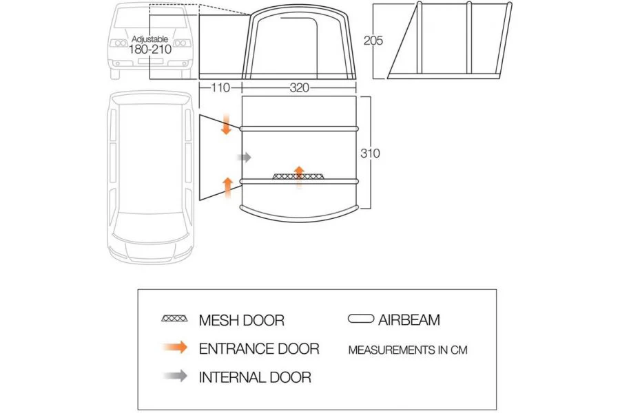 Vango Cove II Air Low Campervan Driveaway Awning - Image 8