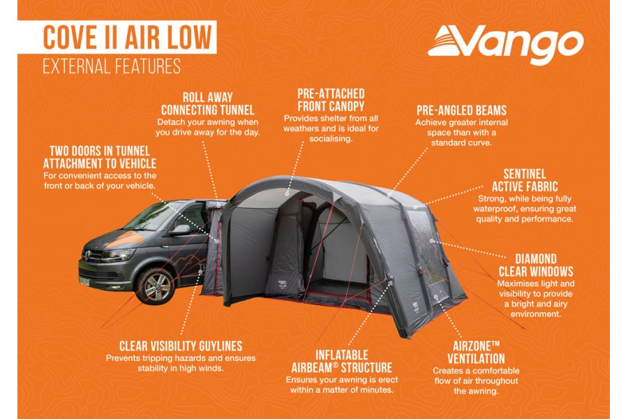 Vango Cove II Air Low Campervan Driveaway Awning - Image 9