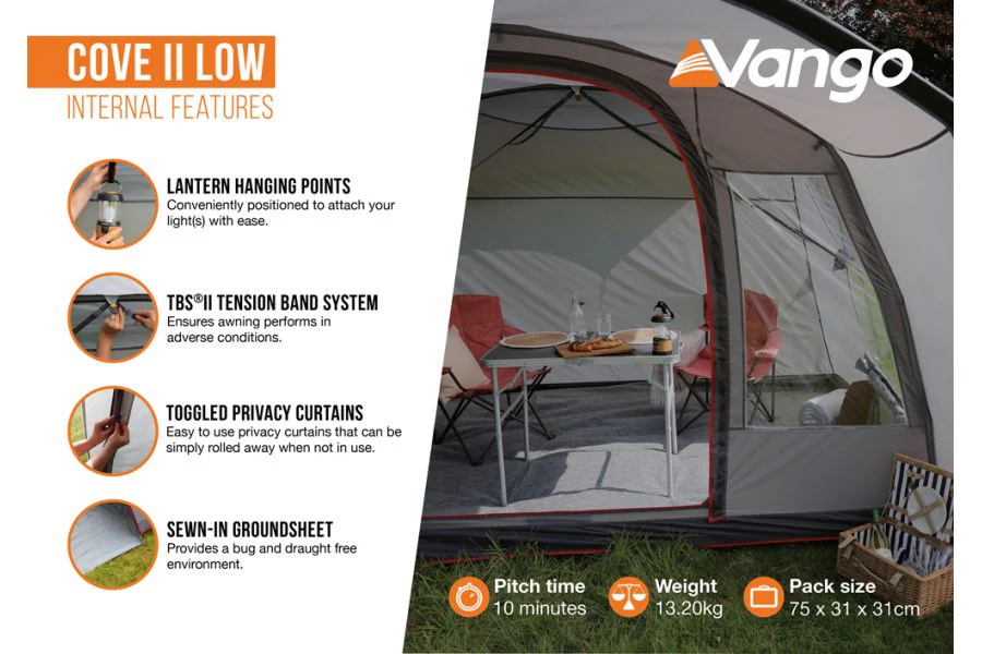 Vango Cove II Low Poled Campervan Driveaway Awning - Image 8