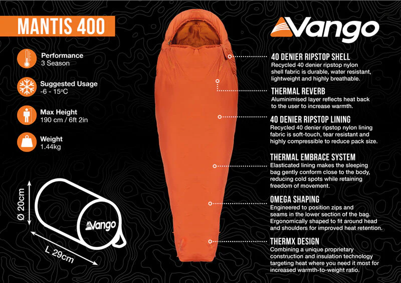 Vango Mantis 400 Sleeping Bag - Image 15