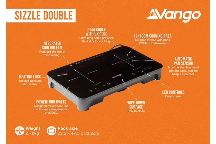 Vango Sizzle Induction Hob Double - Image 3