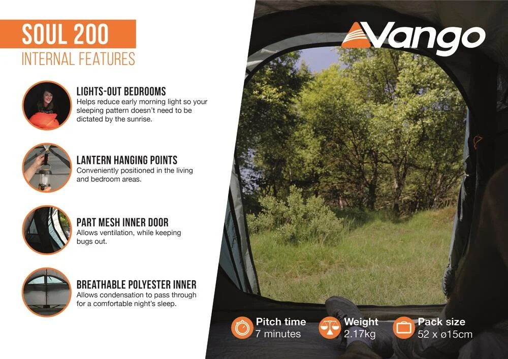 Vango Soul 200 Lightweight Tent Peridot Green - Image 4