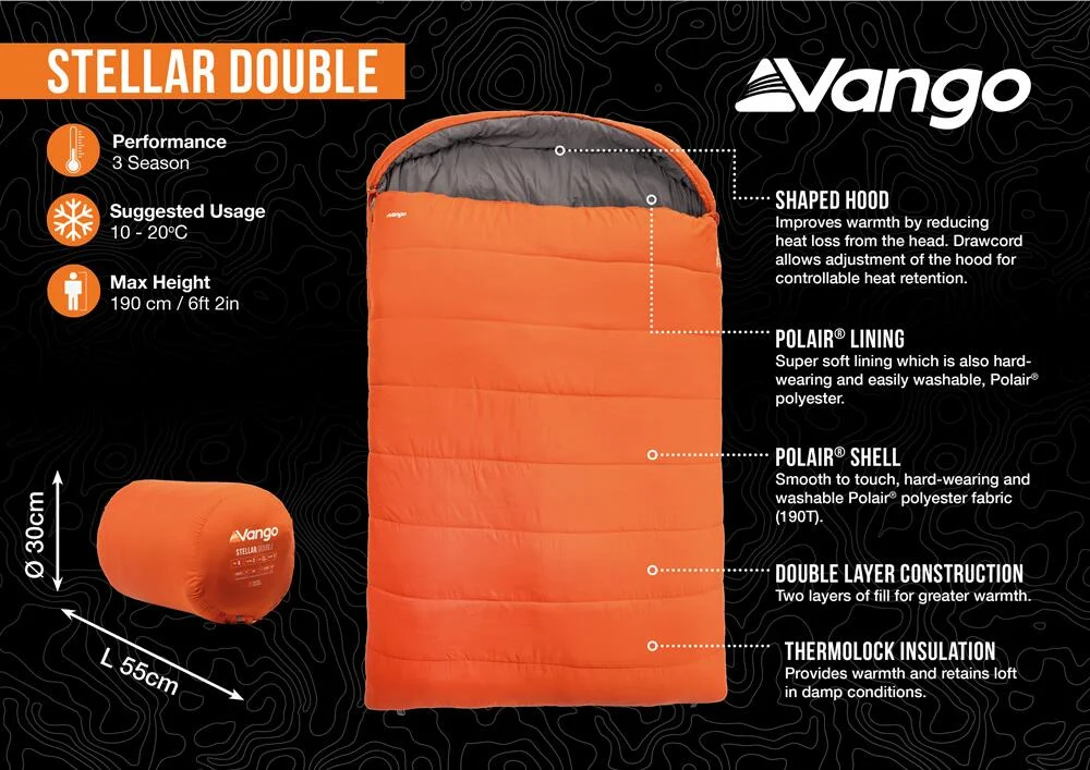 Vango Stellar Double Sleeping Bag Harissa - Image 5