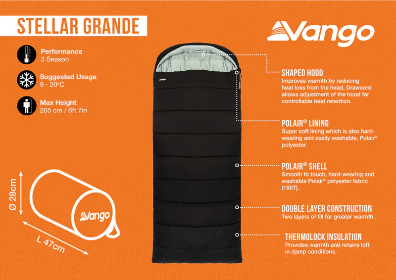 Vango Stellar Grande Sleeping Bag Harissa - Image 3