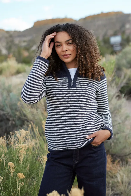 Weird Fish Juliet Stripe 1/4 Zip Eco Macaroni - Image 3